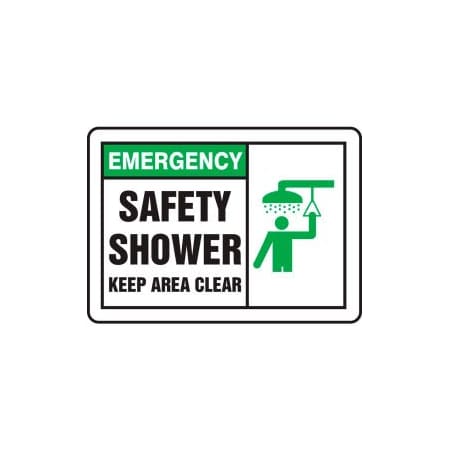 Accuform Accuform Emergency Sign, Safety Shower Graphic, 10inW x 7inH, Adhesive Vinyl MFSD931VS